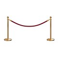 Montour Line Stanchion Post and Rope Kit Sat.Brass, 2 Ball Top1 Maroon Rope C-Kit-2-SB-BA-1-PVR-MN-PB